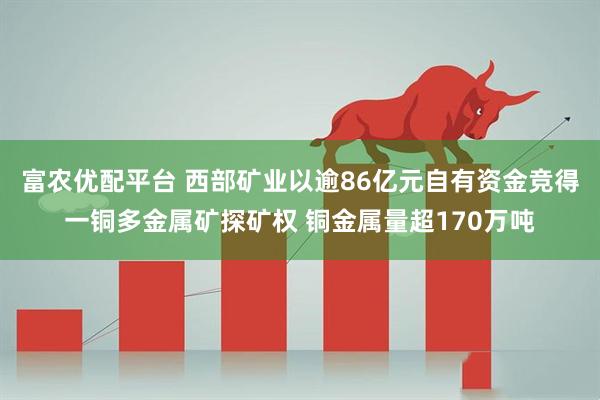 富农优配平台 西部矿业以逾86亿元自有资金竞得一铜多金属矿探矿权 铜金属量超170万吨