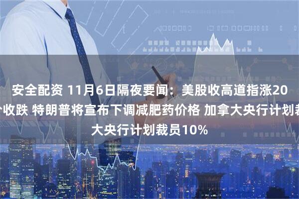 安全配资 11月6日隔夜要闻：美股收高道指涨200点 油价收跌 特朗普将宣布下调减肥药价格 加拿大央行计划裁员10%